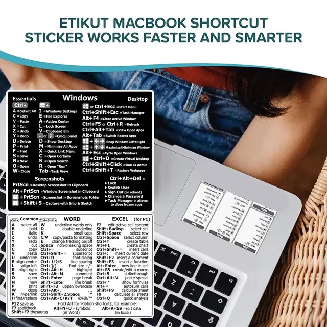 Windows PC Reference Hotkey Keyboard Shortcut Sticker Adhesive For Apple MacPhotoshop Desktop For Windows Or Word Excel Stickers 5