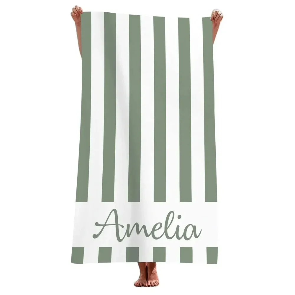 Striped Beach Towels Custom Name Beach Towel 3d Printed Microfiber Beach Towel Water Absorbing Personalized Bath Towel