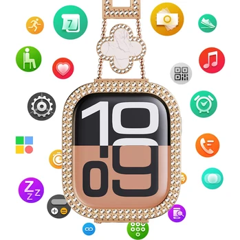 Women Luxury Smartwatch with Sparkling Rhinestones & Metal Wristband, Interchangeable Straps. Features BT Calling, Heart Rate Tracking, Wireless Charging, 110+ Exercise Modes, 3ATM Waterproof, AMOLED Touchscreen, 7-Day Battery. Works with Android/iOS, 3