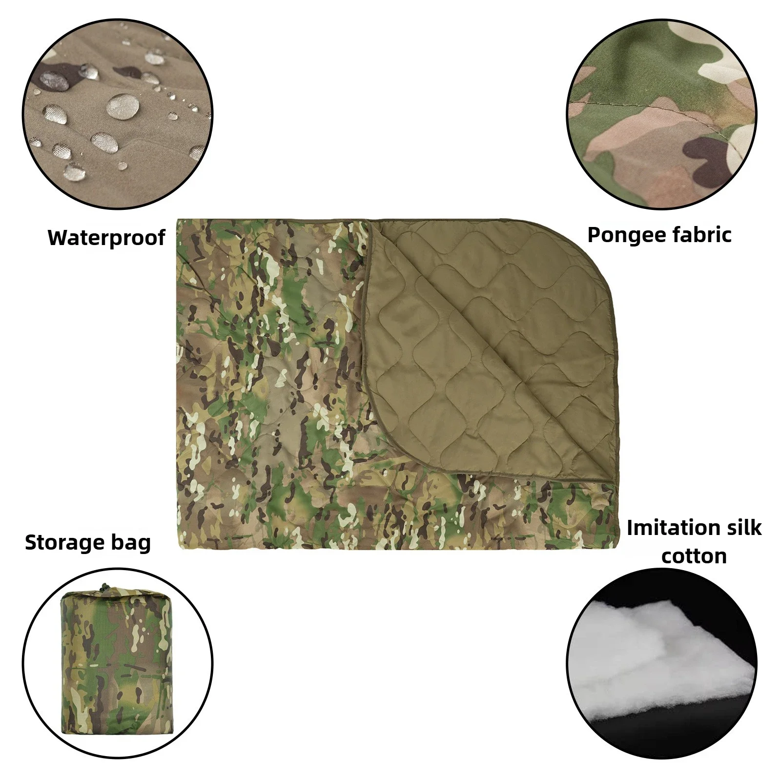 Outdoor Folding Camouflage Blanket, Camping Quilt, Multifunctional Emergency Insulation Blanket, Camping Warming Supplies 3