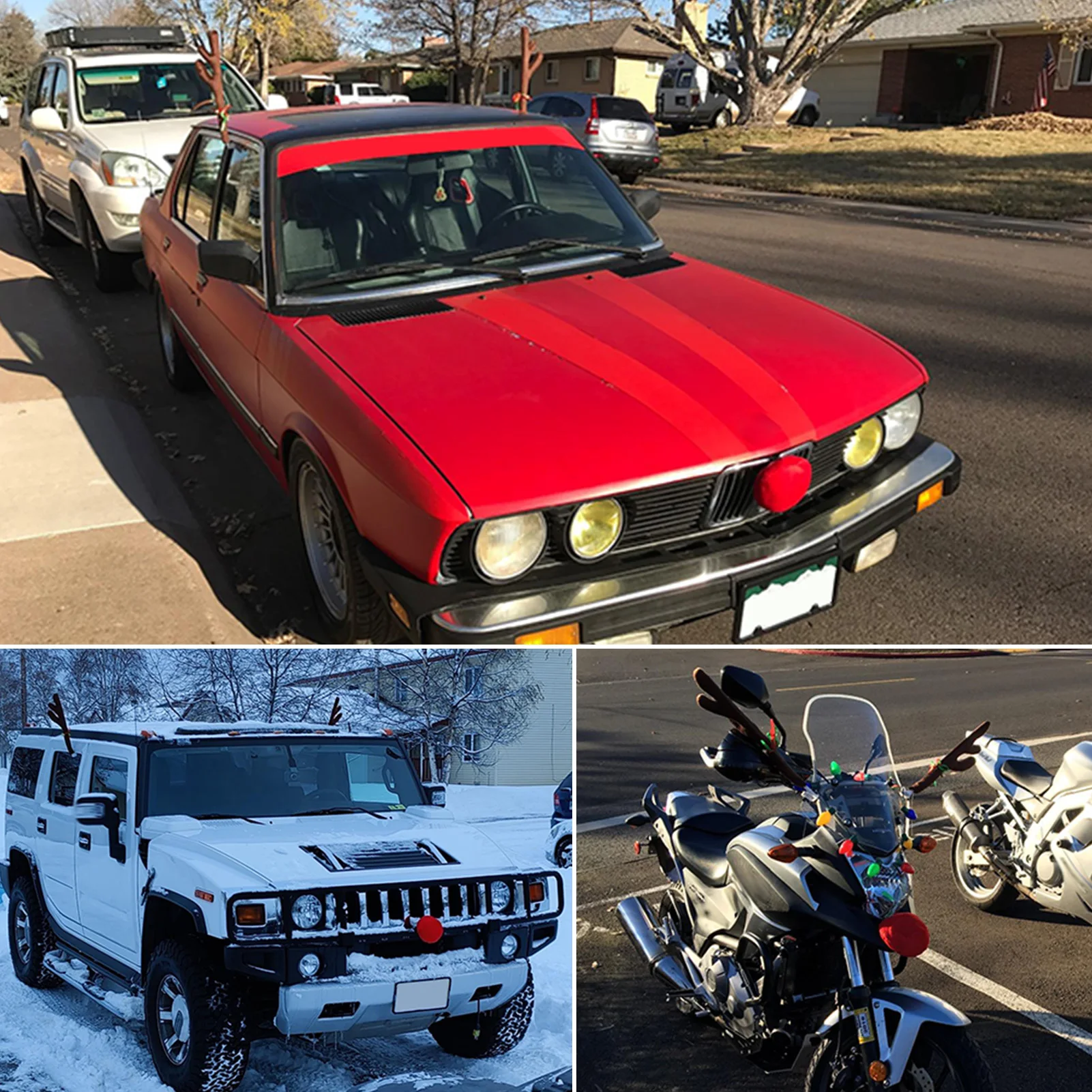 

Рождественский оленевый рог, набор для украшения автомобиля, аксессуары для грузовика, фургона с автомобильным колокольчиком, рогами, оленьими рогами, освещение