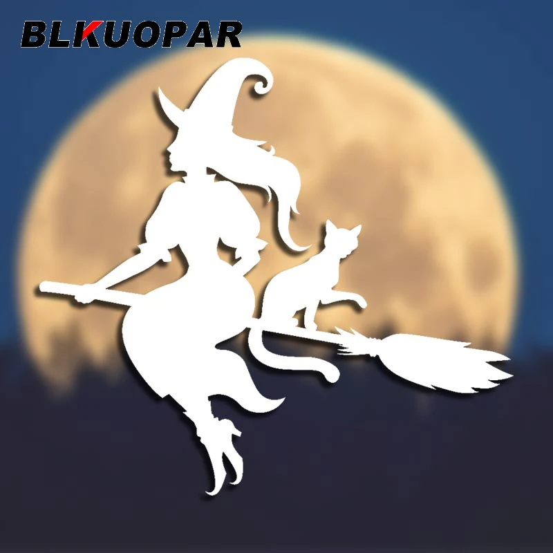 

BLKUOPAR для Хэллоуина силуэт ведьмы и кошки Автомобильная наклейка креативная Водонепроницаемая наклейка устойчивое к царапинам лобовое стекло автомобильные аксессуары