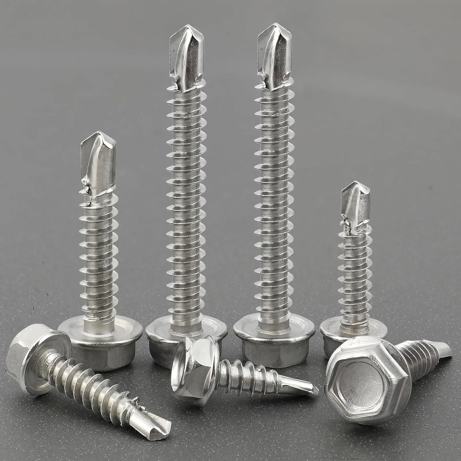 150pcs VKKM Self Drilling Screws Kit Hex Washer Head Self Tapping TEK Sheet 410 Stainless Steel Screws for DIY Construction stainless steel screws