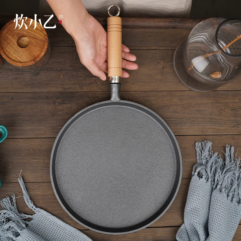 

Cast Iron Pan Pig Iron Frying Pan Uncoated Non-Stick Pan Pizza Grill