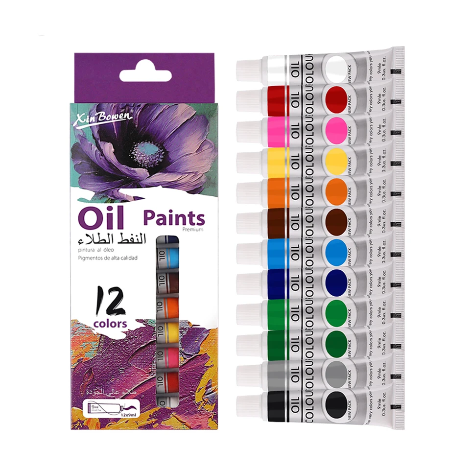 Ohuhu Olieverfset, 24 kleuren, 12 ml/buisje, olieverf, starterset op canvas en schilderij, niet giftig, kunstenaarskwaliteit, olieverfschilderij voor