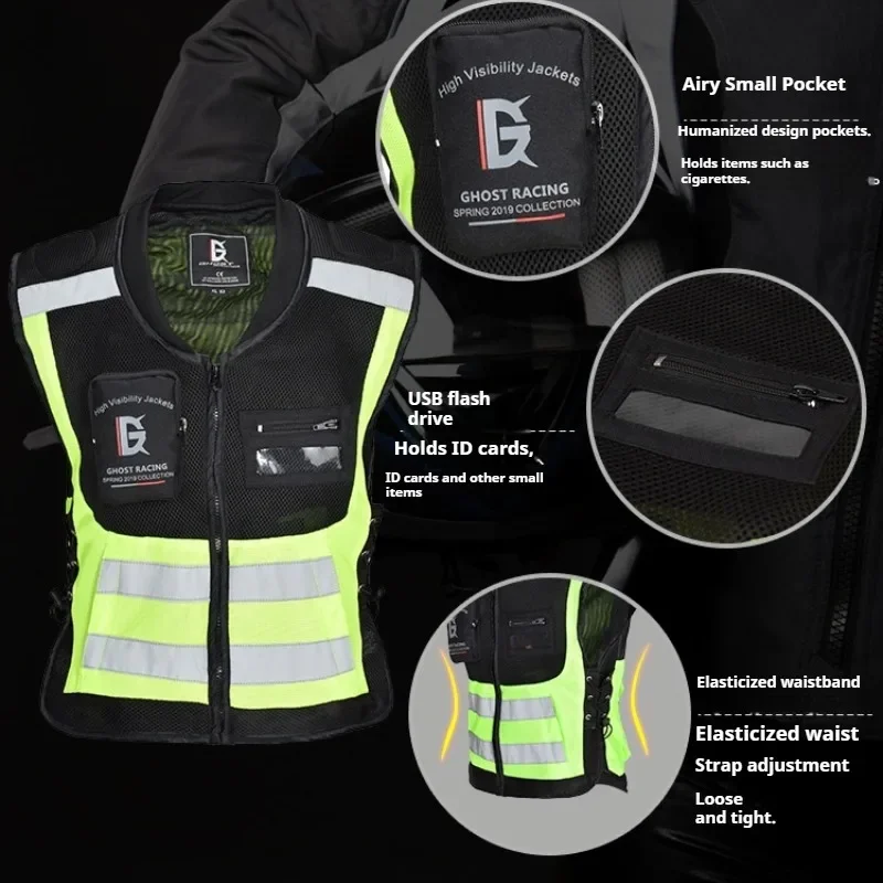 Motorbike Riding Reflective Waistcoat Safety Protective Gear Vest Gilet Reflechissant Cruising Rally Suit Chaleco De Seguridad