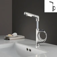 ก๊อกน้ำห้องน้ำแบบแปรงขัดเงา ดีไซน์สร้างสรรค์แบบดึงออกได้ พร้อมแขนหุ่นยนต์อัจฉริยะ จอแสดงผลดิจิตอล ก๊อกน้ำแบบยืดหดได้ น้ำร้อนน้ำเย็น รุ่น G3/8G2/1 1