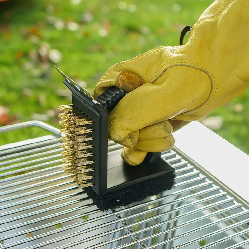 다기능 청소 브러시, 야외 캠핑 피크닉 바비큐 클리너 브러시, 구리 와이어 세척, 주방 조리기구 청소 도구 