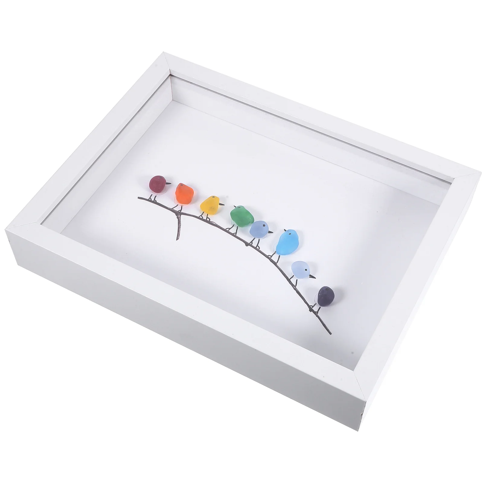 

Bird Wall Crystal Stone Ornament Household Bird Pendant Holiday Window Porch Decor with Frame