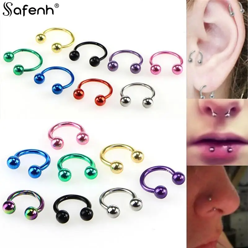 8PCS/lot Colorful Steel Horseshoe Nose Septum Rings Ear Rings Body Piercing Nariz Jewelry Piercng 3 Sizes Available 6/8/10 MM