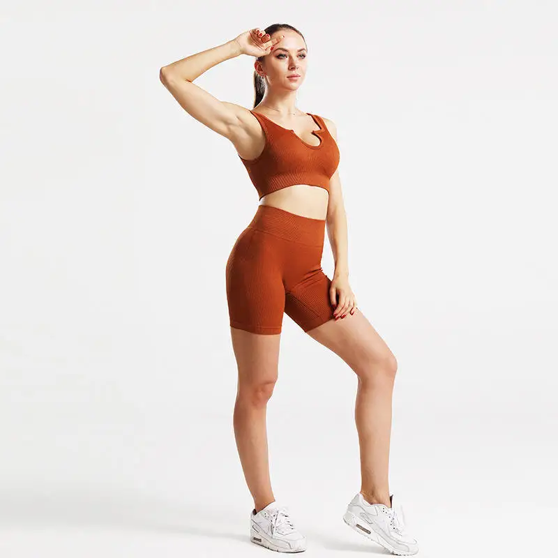 Yoga shorts Women's High Waist Ribbed Seamless Yoga Shorts Squat Proof Hip Lifting Fitness Workout Running Sports Gym Leggings