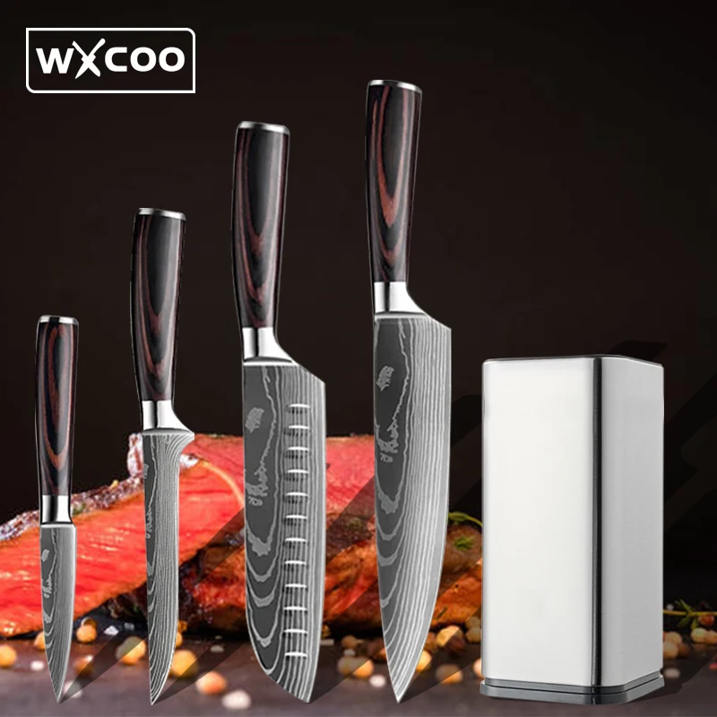 Set Di Coltelli Da Cucina Giapponesi Professionali Set Di Coltelli Da Cucina Affilati Con Coltello Da Cuoco In Acciaio Inossidabile Ad Alto Tenore Di 