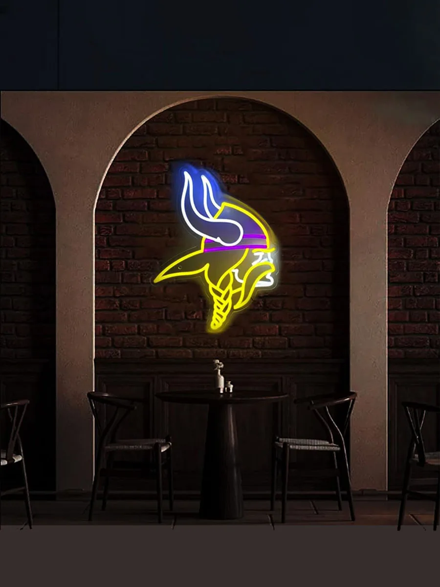 Description Picture 5 of itemVikings Neon Sign Art Lights Football Team LED Light Sign, Sports Light Handmade Bar Pub Man Cave Signs Gift Neon Lamp Decortion