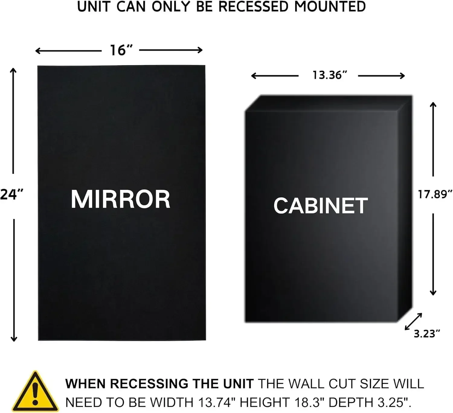 New2025-Black Metal Framed Recessed Bathroom Medicine Cabinet with Mirror Rectangle Beveled Vanity Mirrors for Wall 16 x 24 inch