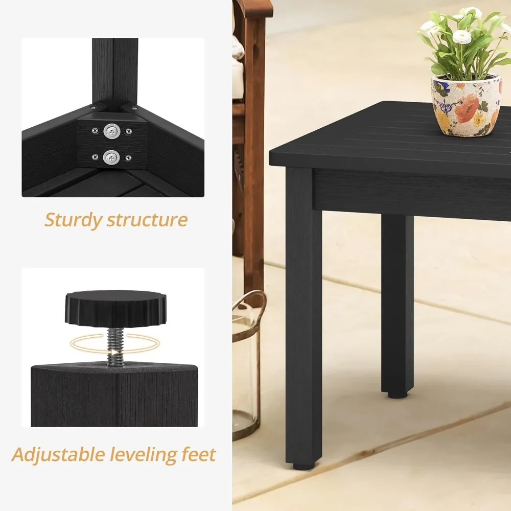 Coffee Table Rectangle,Patio Coffee Tables for Outside,with Slatted Tabletop for Deck, Garden, Balcony, Indoor or Outdoor Use 6