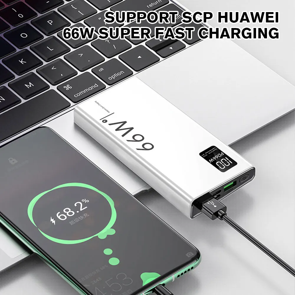66W Super Fast Charging Portable Power Bank 20000mAh Dual USB PD20W External Battery Charger Powerbank for iPhone Xiaomi Huawei 2