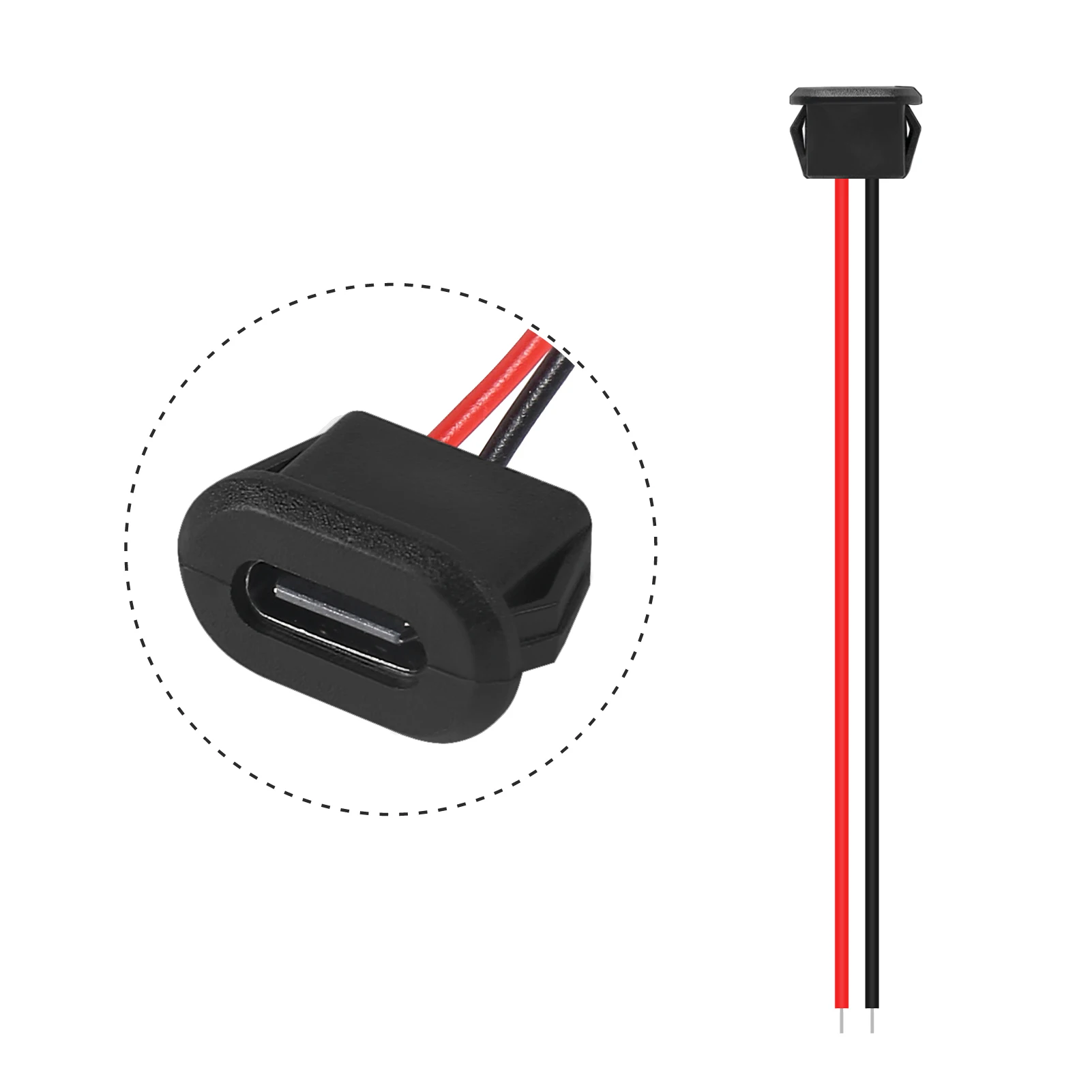USB Type-C Waterproof USB Connector Direct compression female base Female Socket Charging Interface With Welding Wire 10PCS
