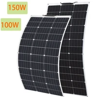 XINPUGUANG  Panneau Solaire Flexible 18V 100W Cellule Solaire 150W 200W 300W 400W Photovoltaïque Pour Voiture/Maison/Camping/Balcon Batterie de Charge Solaire Monocellulaire Etanche Flexible Solar Panel Sets 1