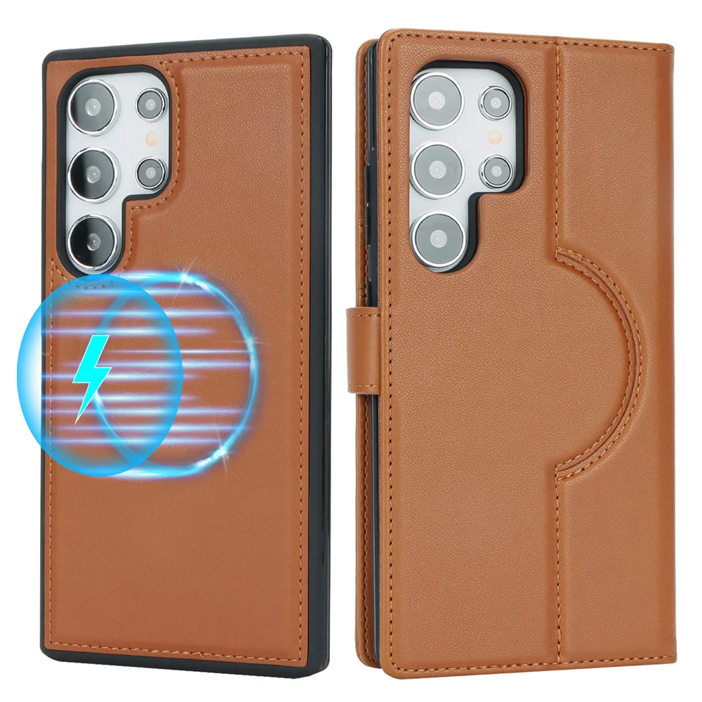 Easewave Luxury 2-in-1 Detachable Magsafe Wallet Case with Wireless Charging & Magnetic Flip Cover