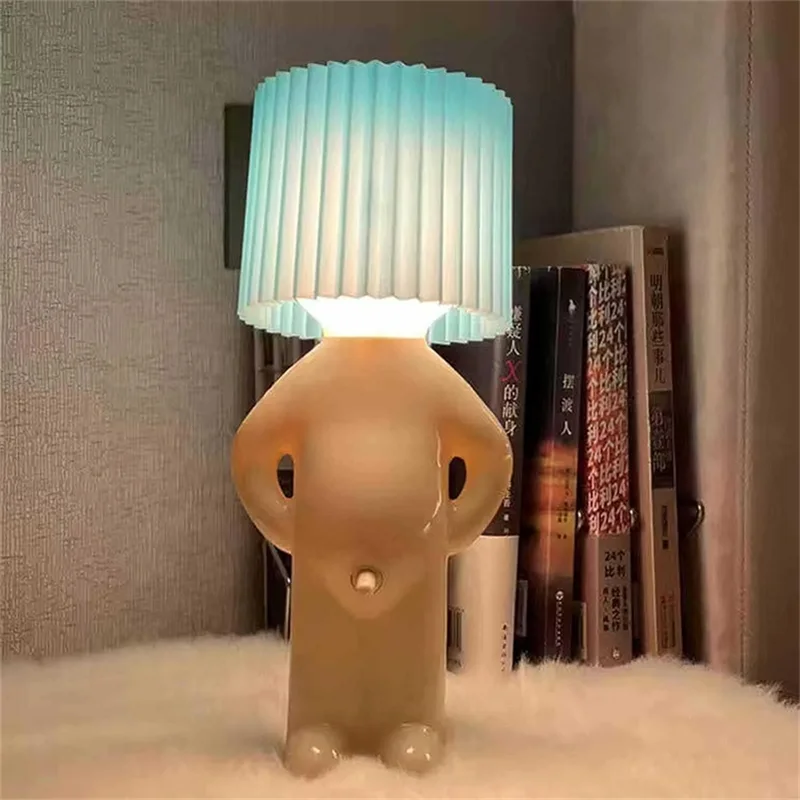 Claeted Naughty Boy Creative Table Lamp Unique LED Pleats Reading Lighting Bedroom Bedside Night Light Children's Gift Led Light Desk Lamp Night Light Led Desk Lamp Mini Led Light