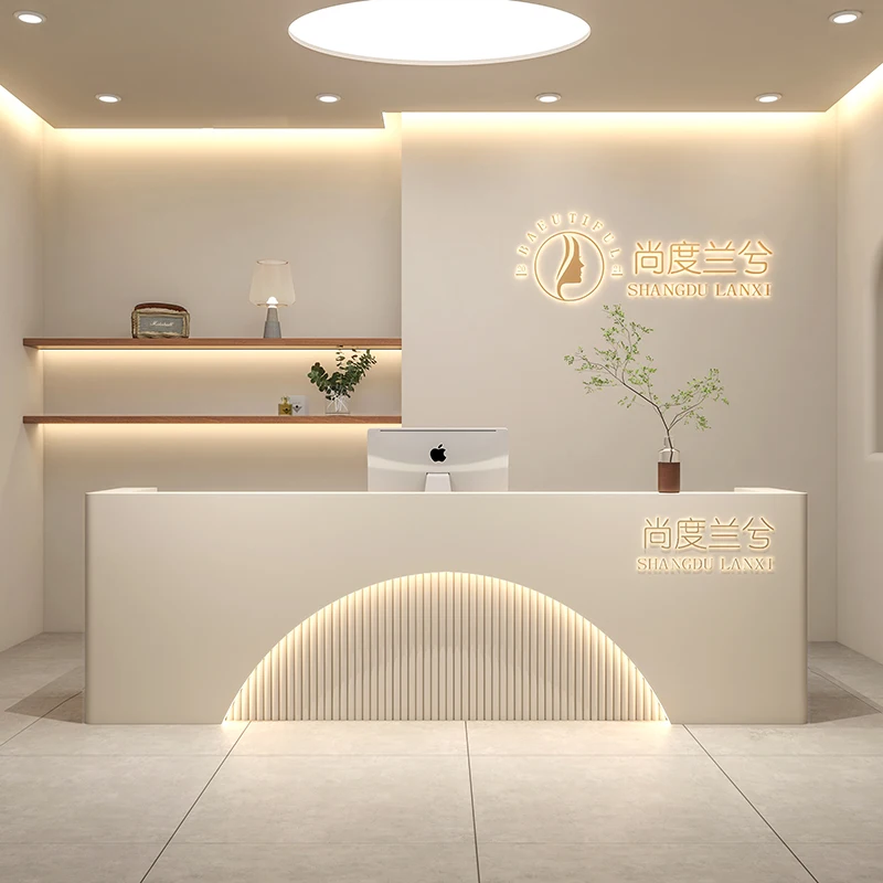 Banchi Reception Banco Di Lusso Check Out Leggio Reception White Advisory Spa Barbershop Nail Pulpit Bancone Bar Furnitures