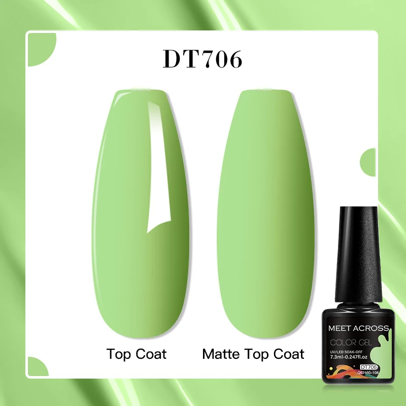 MEET ACROSS 7.3ml Gel Nail Polish Vernis Summer Simple Green Series UV Gel Nail Varnish Semi Permanent Nail Art Manicure 3