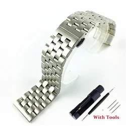 Solid Stainless Steel Waterproof Watch Strap Replacement Bracelet - 22mm (Silver)