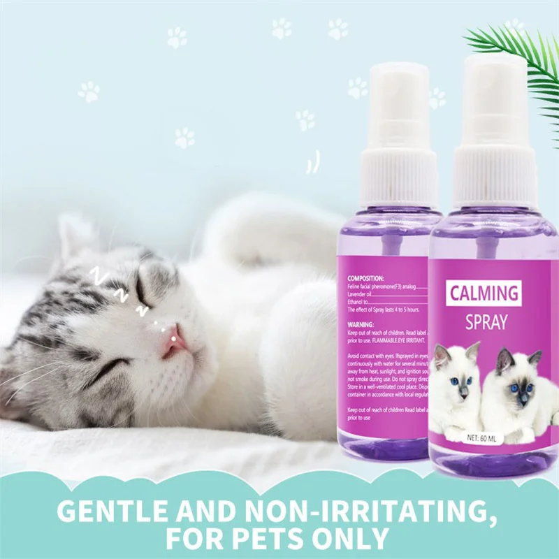 60ml Calming Spray Feline Anti Stress Pheromone Emotional Soothing Spray Health Cleaning Supplies For Cats