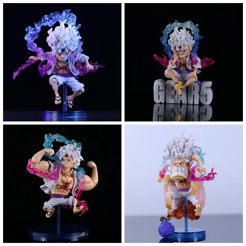 Action Figures Pvc Cartoonpirae King Anime Sun God Nika Gear 5 White Orange Collection Model Toys Racing Nica Rufy Handmade
