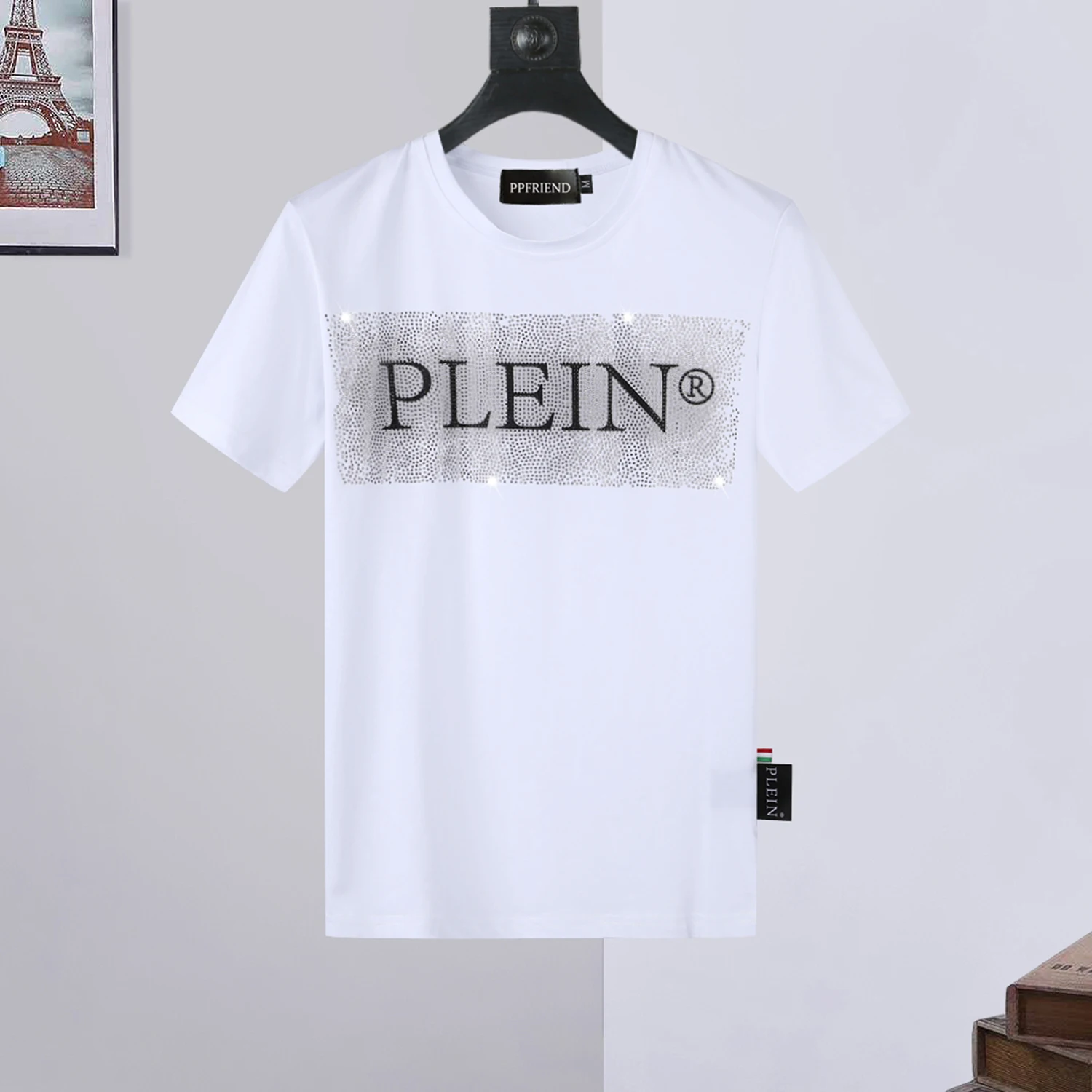 

PLEIN BEAR Men's JERSEY T-SHIRT ICONIC Classic T-shirt with Crystal Skull 100% Cotton T-shirts Men Tops Comfortable Tees 1125