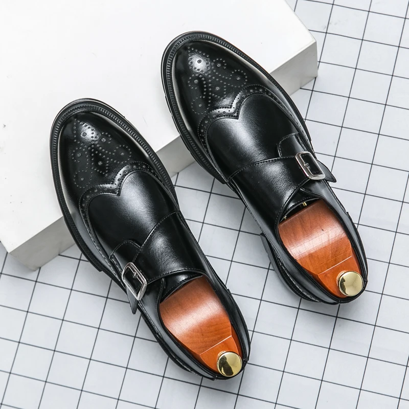 Brown Classic Derby Shoes Men Black Dress Wedding Shoes Men's Formal Leather Handmade Office Business Size 38-46