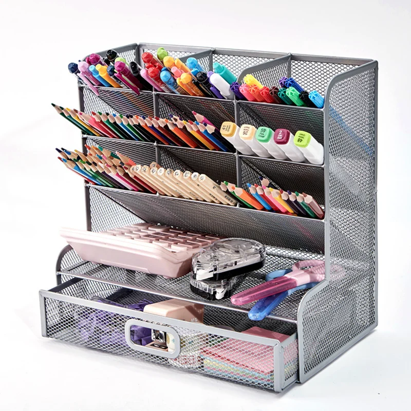 1 Desktop Stationery Storage Rack, Desktop Organizer, Multi-Cell Design, Easy Classification, Non-Slip Foot Mat, Suitable For No