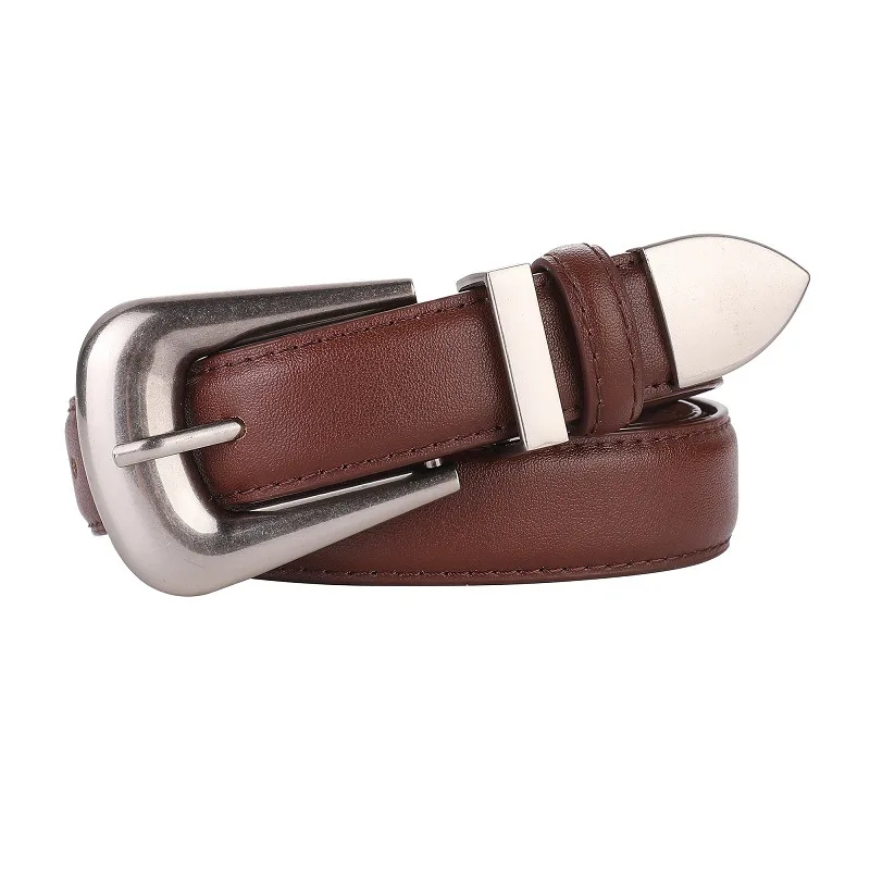 Burgundy Genuine Leather Women's Belt with Gold Buckle – Luxurious Casual Fashion Accessory