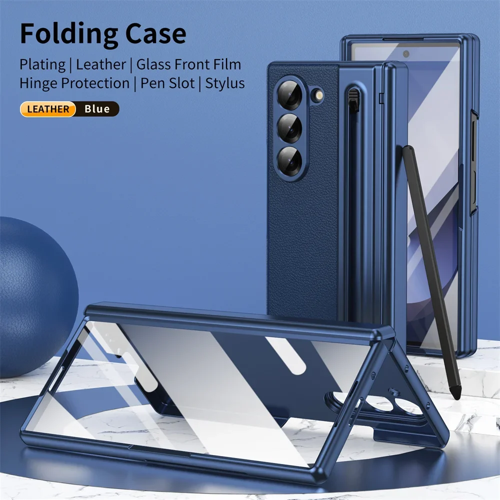 Luxury Leather Case with Hinge Protection and Pen Slot - Includes Glass Film