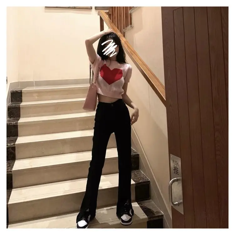 Blusa elegante y juvenil de estilo preppy, blusa de verano para mujer, camiseta de punto dulce, top corto, moda coreana