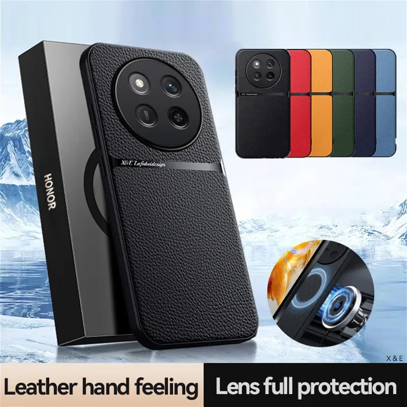 Magnetic Leather Texture Silicone Shockproof Car Protection Case