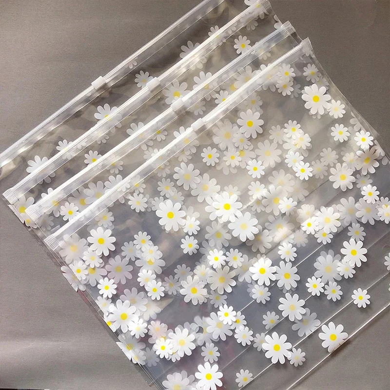 Daisy Flower Transparent Flamingo Travel Storage Bag Zipper Lock Waterproof Clothing Closet Underwear Sorting Bag 3