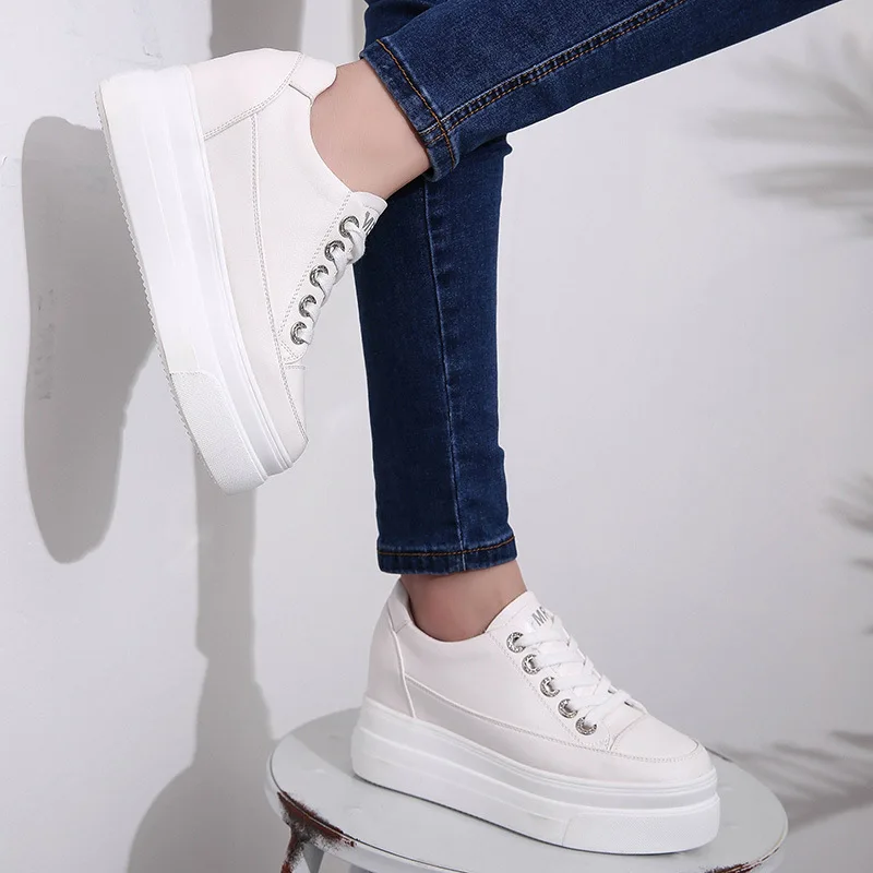 Fashion White Platform Sneakers New Autumn Women Shoes For Woman Casual Shoes Wild Platform Heels Female Leisure Women Sneakers