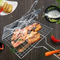 Support de barbecue pliable en acier inoxydable, panier de gril épais pour poulet avec grande capacité et poignée 2