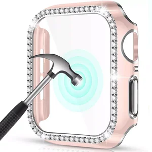 Шикарное стекло + крышка для Apple Watch Φ 45 мм 41 мм 40 мм 44 мм 42 мм 38 мм фотоэлемент + защита для экрана iwatch серии 7 9 8 5 6 SE