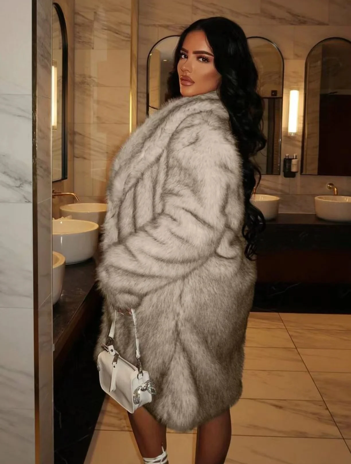 Popular faux fur women\'s coat jacket 5