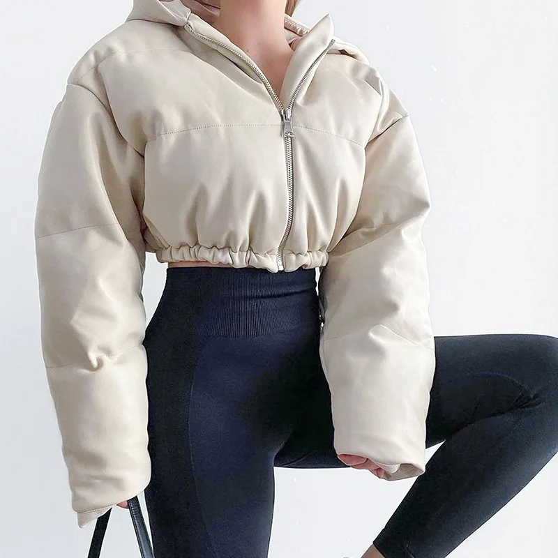 Bubble Puffer Cropped Jackets Coats Thick Warm Down Coat 2023 Women Y2K Clothes Streetwear Winter Crop Hoodie Zip Up Jakcet