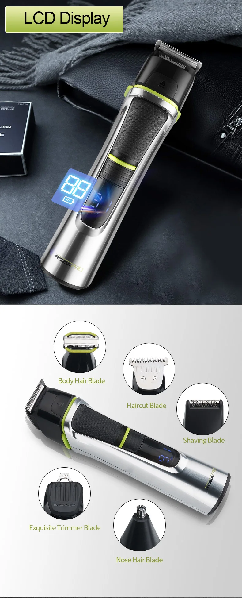 Description Picture 4 of itemHQ5951 Grooming Kit Hair Clipper Professional Beard Shaver for Men All in One Nose Ear Hair Trimmer Set with Travel Carry Bag