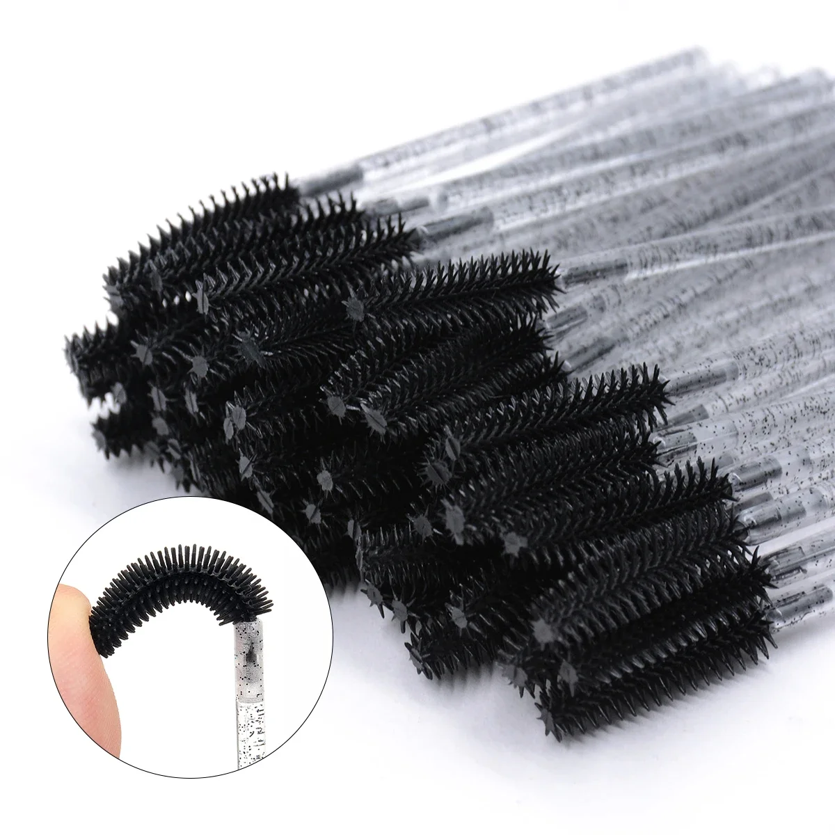 50 pcs Silicone Crystal Mascara Wands Applicator Disposable Eyelash Brushes Comb For Women Makeup Spoolie Brush Beauty Tools