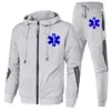 EMT Emergency Ambulance Men Hoodie Pant Sets Spring Autumn Male Zipper Sweatshirt Pants Suit 2024 New Fashion Sport Coat Set 1