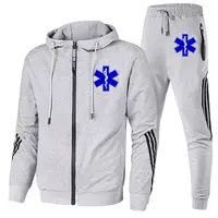 EMT Emergency Ambulance Men Hoodie Pant Sets Spring Autumn Male Zipper Sweatshirt Pants Suit 2024 New Fashion Sport Coat Set 1
