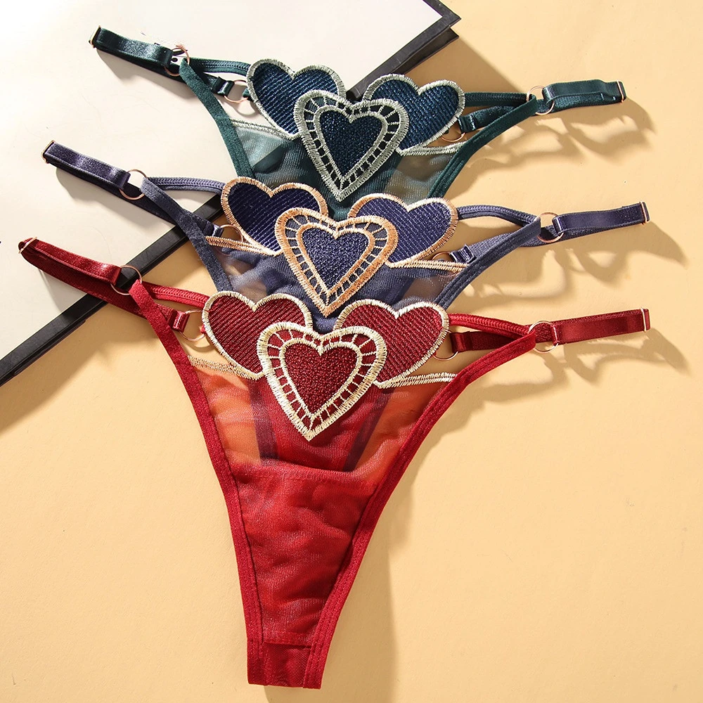 

Sexy Panties Low Waist Thong Cute love Breathable sexy temptation ladies adjustable thin belt Panties