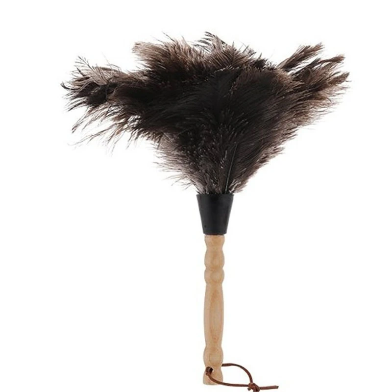 Spolverino piume struzzo soffice naturale con manico in legno Pennello per polvere ecologico Forniture per pulizia - immagine 3
