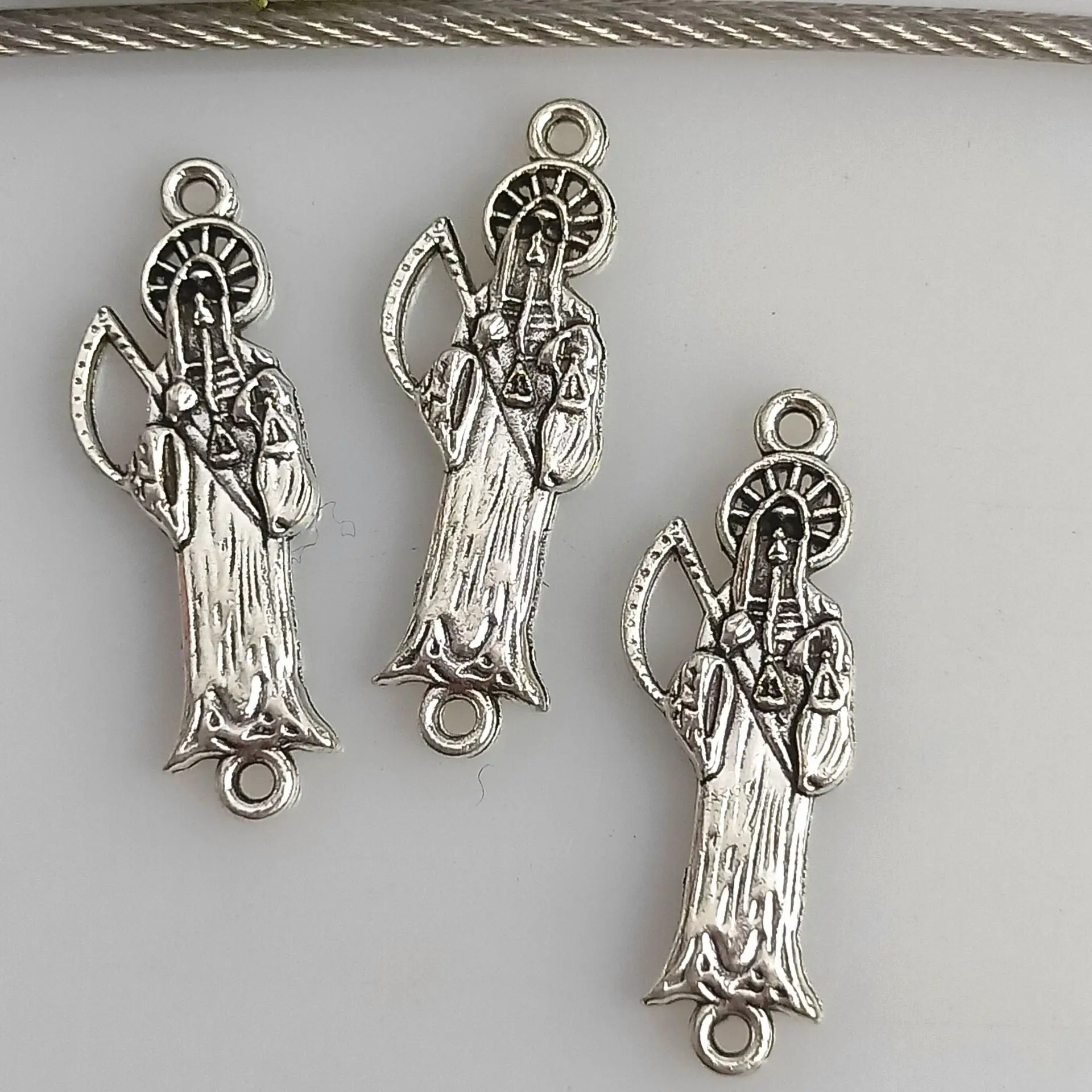 100pcs Vintage Santa Muerte Pulsera Mexican Antique Silver Bracelet Making  Findings Charm Holy Death DIY Jewelry and Accessories - AliExpress