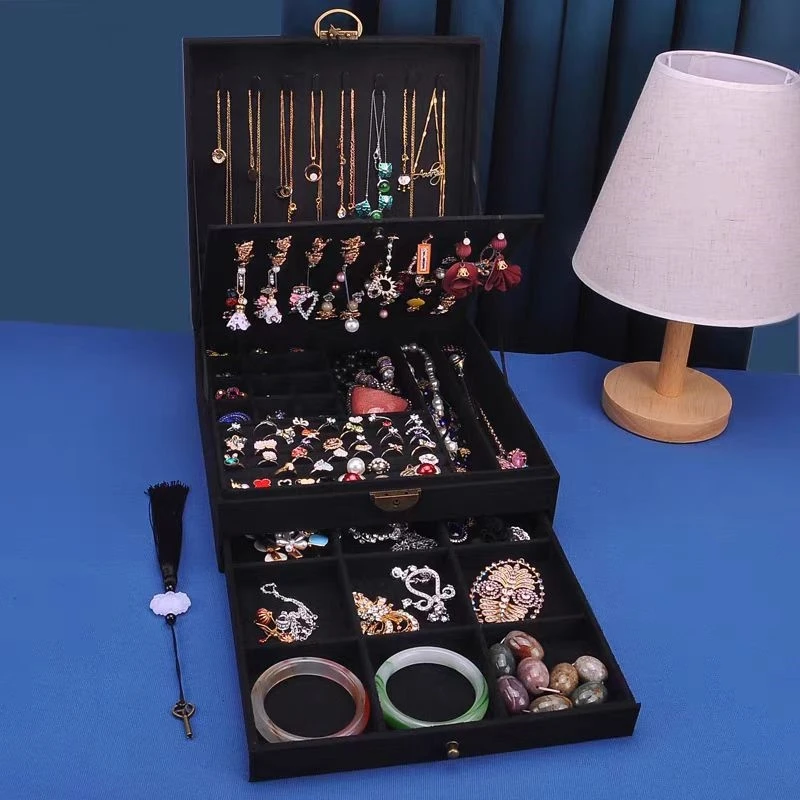Watch Storage Box Watch Storage Bag Watch Storage Pouch New Fashion Style Flannel Double Layer Jewelry Holder With Large Capacity Velvet Jewel Box with high-end Watch Box Packing